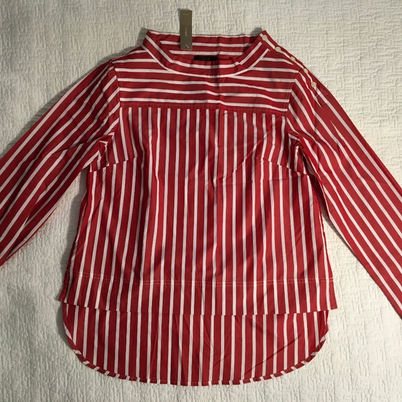 J. Crew Tops - JCrew Red Stripe Hi Low Blouse, 6, NWT J. Crew Tops - JCrew Red Stripe Hi Low Blouse, 6, NWT